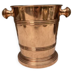 Seau à champagne vintage en cuivre véritable et inox