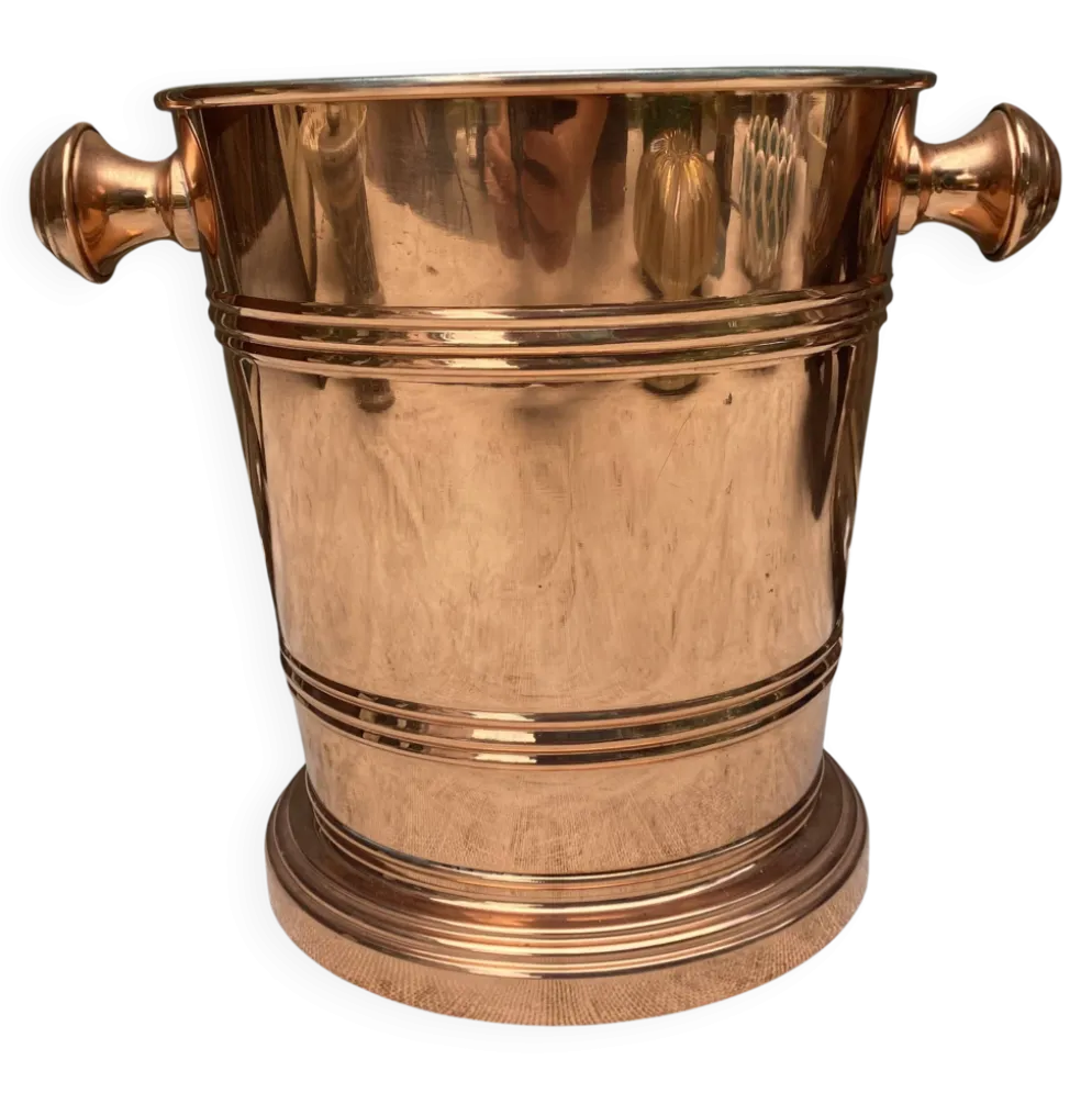 Seau à champagne vintage en cuivre véritable et inox