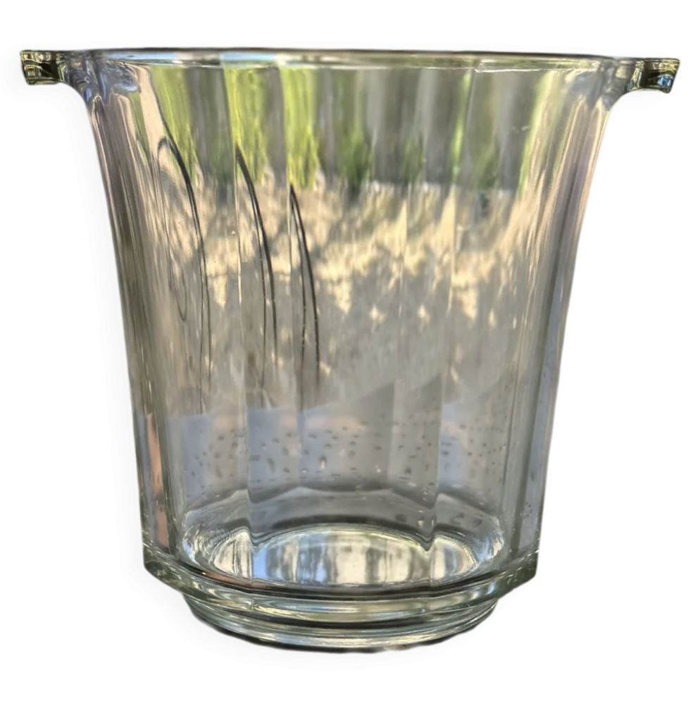 Seau à champagne vintage en verre moulé à côtes