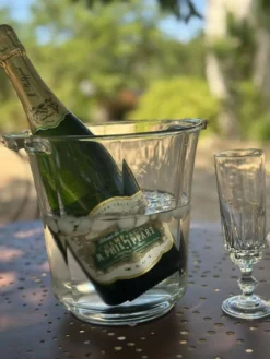 Seau à champagne vintage en verre moulé à côtes