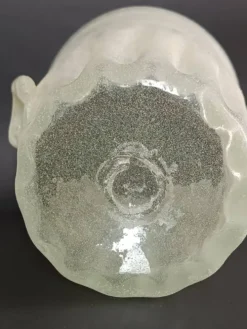 Seau en pâte de verre à oreille et cannelé beige