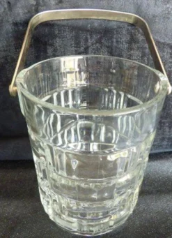 Seau à glace ancien chic en verre avec sa hase métal - Excellent éat