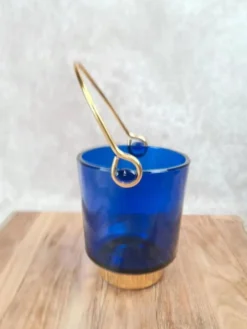 Seau à glace bleu cobalt – style Holmegaard / design scandinave 60–70