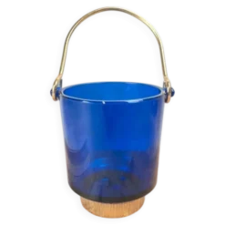 Seau à glace bleu cobalt – style Holmegaard / design scandinave 60–70