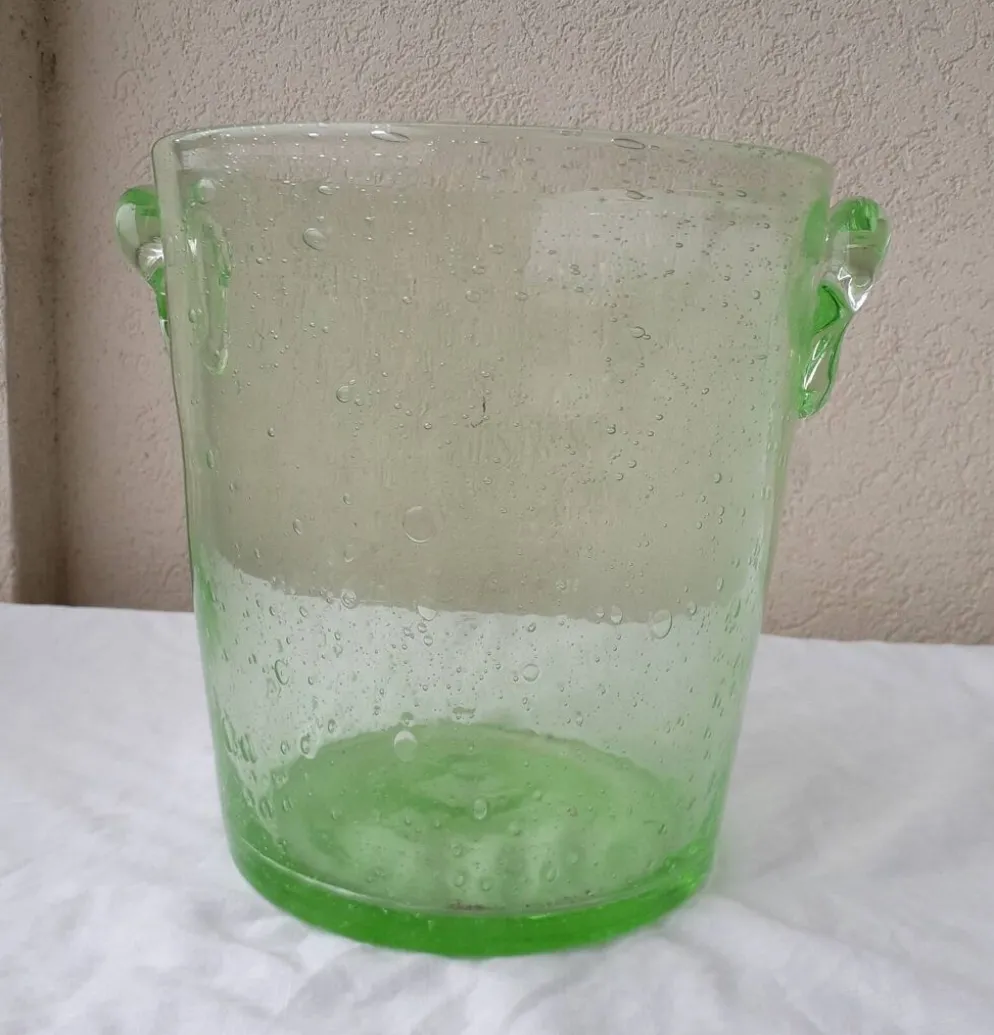 Seau à glace à champagne en verre bullé