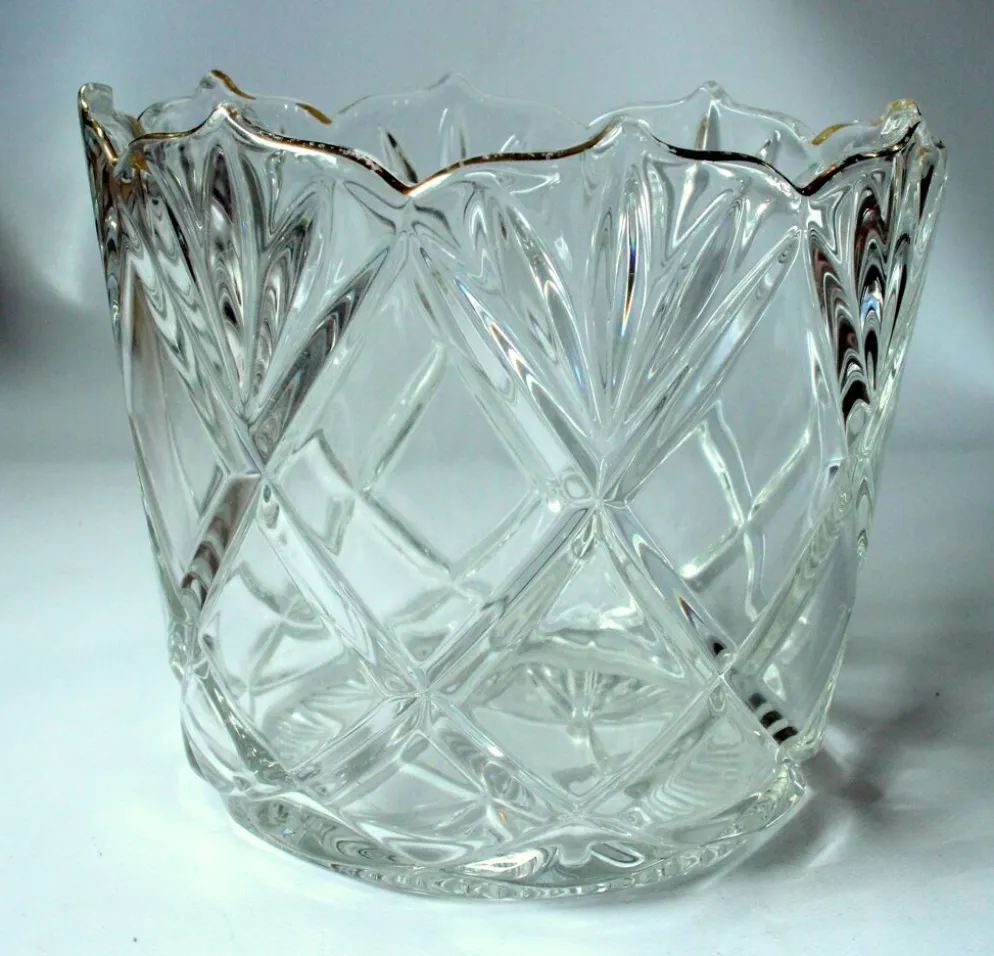 Seau à glace des années 1930 - en verre cristal lourd.