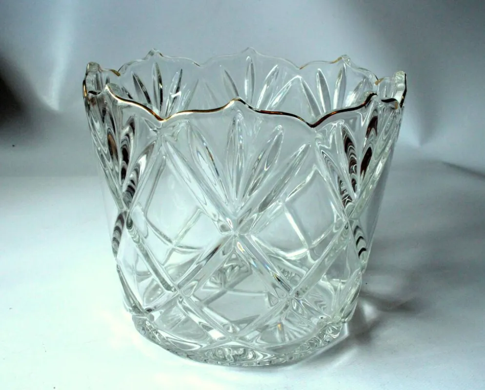 Seau à glace des années 1930 - en verre cristal lourd.
