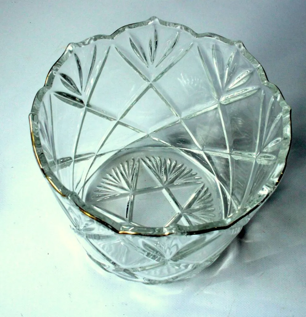 Seau à glace des années 1930 - en verre cristal lourd.