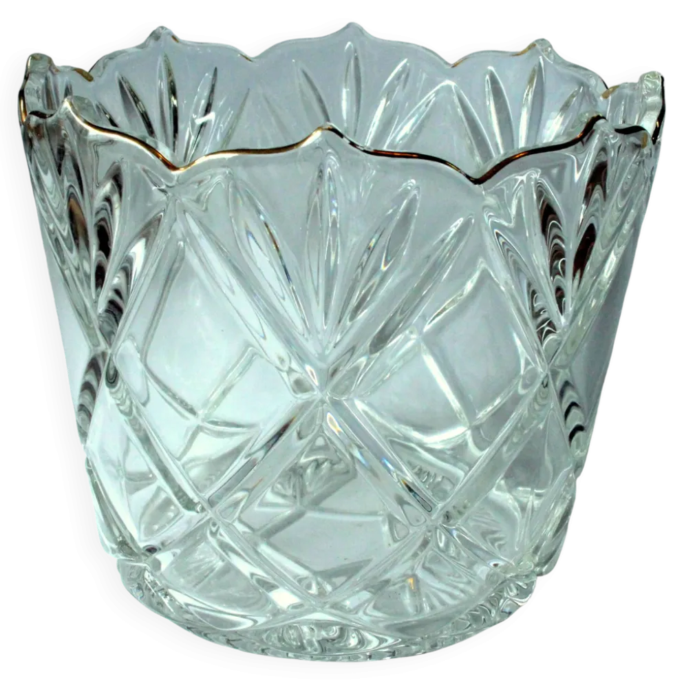 Seau à glace des années 1930 - en verre cristal lourd.
