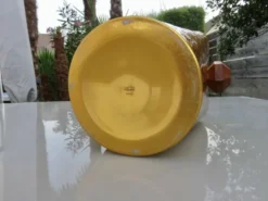 Seau à glace en aluminium anodisé doré, poignées en teck, signé T.L PARIS