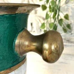 Seau à glace en cloisonné français, barware vintage en incrustation de coquillage émaillé.