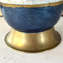 Seau à glace en cloisonné français, barware vintage en incrustation de coquillage émaillé.