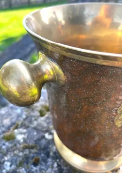 Seau à glace en cloisonné émaillé en laiton, floral français pour champagne