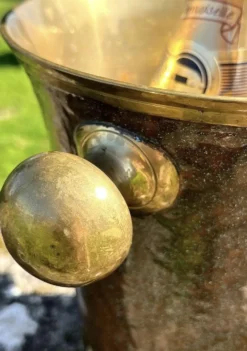 Seau à glace en cloisonné émaillé en laiton, floral français pour champagne