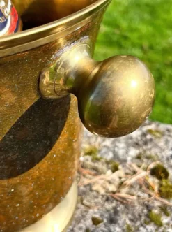Seau à glace en cloisonné émaillé en laiton, floral français pour champagne
