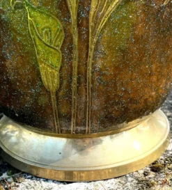 Seau à glace en cloisonné émaillé en laiton, floral français pour champagne