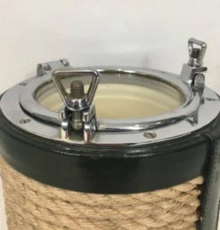 Seau à glace en cuir, corde et chrome dans le goût de Jacques Adnet