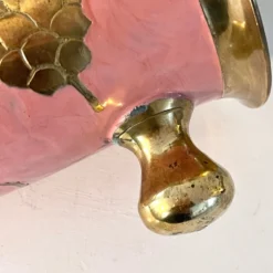 Seau à glace en émail – Vintage français rose doré vigne à raisin seau à champagne