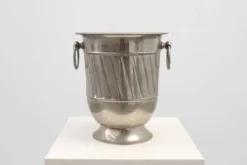 Seau à glace en métal Art déco avec poignées en anneau, France années 1920