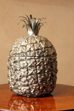 Seau à glace en pin argenté et bol à sucre italien de style mid-century modern, années 1970, ensemble de 2.