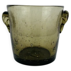 Seau à glace en verre bullé fumé, vintage