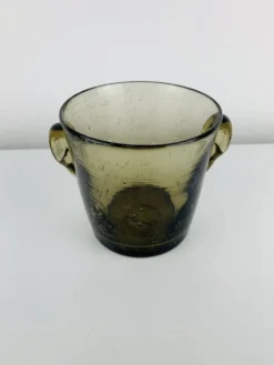 Seau à glace en verre bullé fumé, vintage