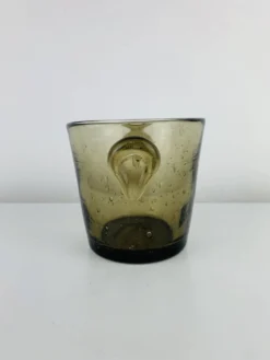 Seau à glace en verre bullé fumé, vintage