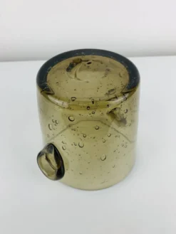 Seau à glace en verre bullé fumé, vintage