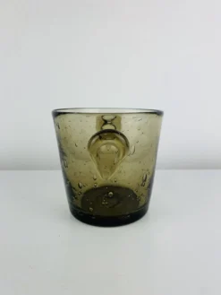 Seau à glace en verre bullé fumé, vintage
