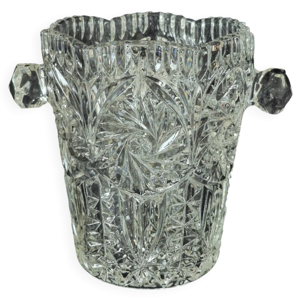 Seau à glace en verre moulé et taillé, A322