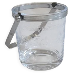 Seau à glace en verre transparent avec un motif floral gravé