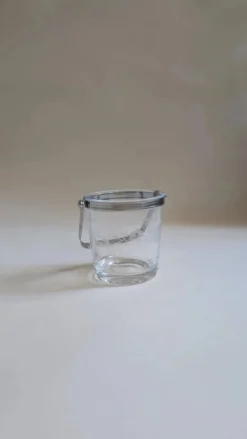 Seau à glace en verre transparent avec un motif floral gravé
