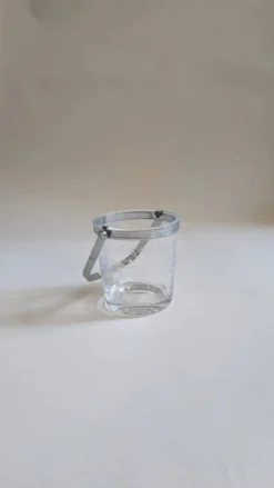 Seau à glace en verre transparent avec un motif floral gravé