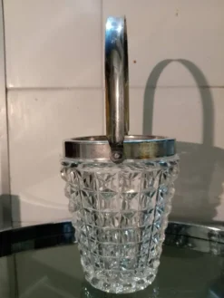 Seau à glace en verre vintage, années 1960
