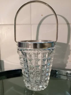 Seau à glace en verre vintage, années 1960