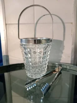 Seau à glace en verre vintage, années 1960