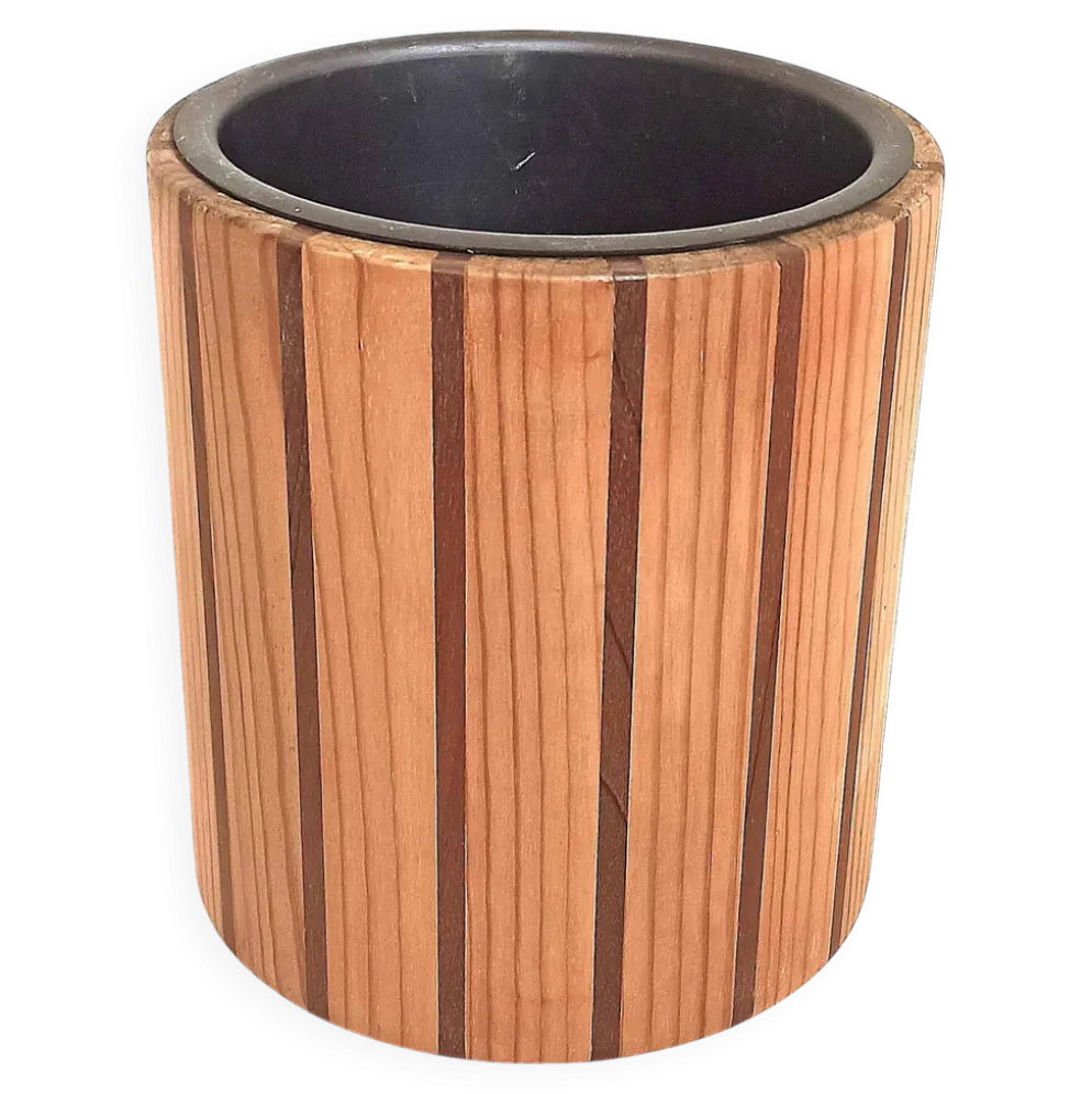 Seau à glace ou rafraîchisseur bouteille scandinave bois Hauteur 22,5 cm