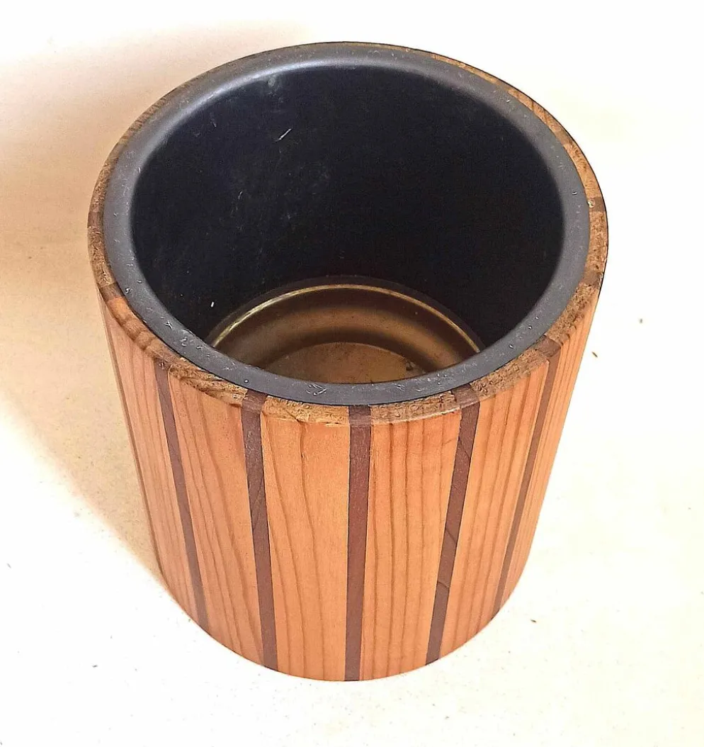 Seau à glace ou rafraîchisseur bouteille scandinave bois Hauteur 22,5 cm