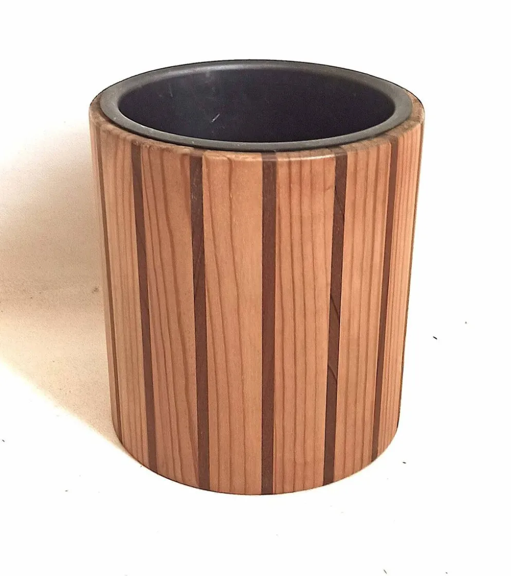 Seau à glace ou rafraîchisseur bouteille scandinave bois Hauteur 22,5 cm