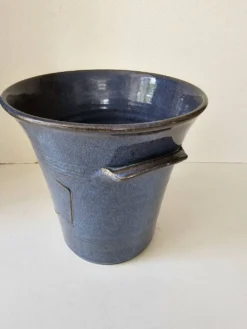 Seau à glace pour champagne et vin en céramique vernissée bleue
