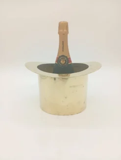 Seau à Glace Rafraîchisseur Champagne Chapeau Haut De Forme Laiton Vintage