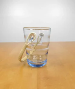 Seau à glace - Rotin et verre ondulé - Années 60 Seau à glace - Rotin et ve