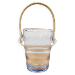 Seau à glace - Rotin et verre ondulé - Années 60 Seau à glace - Rotin et ve