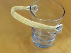 Seau à glace - Rotin et verre ondulé - Années 60 Seau à glace - Rotin et ve