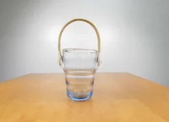 Seau à glace - Rotin et verre ondulé - Années 60 Seau à glace - Rotin et ve