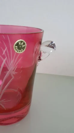 Seau à glaces en cristal taillé - Verrerie d'art Boussu