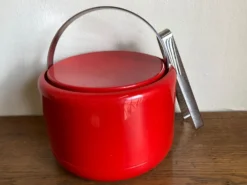 Seau à glace Stelton Denmark en abs rouge Space age pop 1960