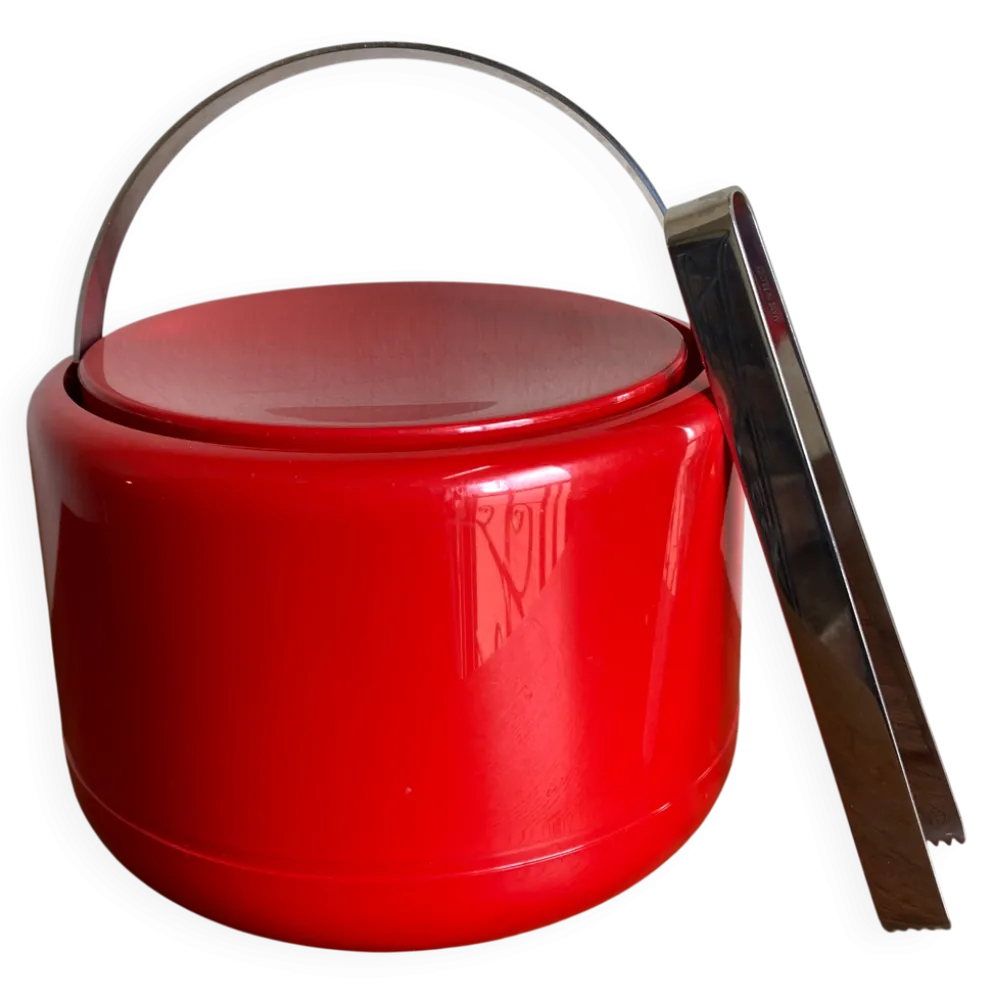 Seau à glace Stelton Denmark en abs rouge Space age pop 1960