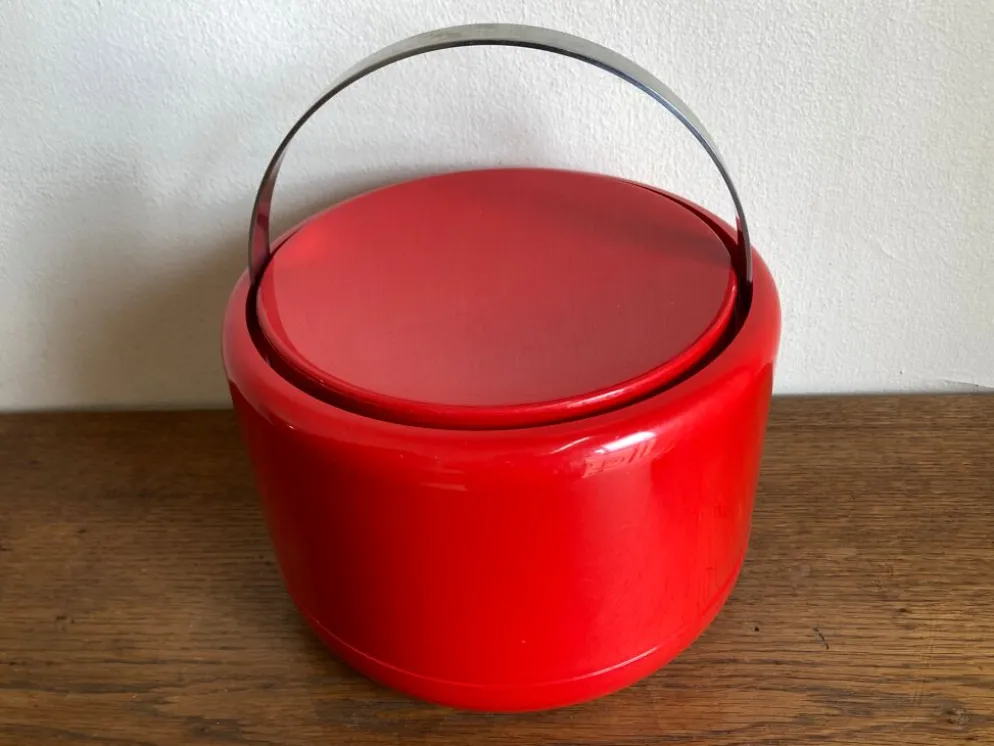 Seau à glace Stelton Denmark en abs rouge Space age pop 1960