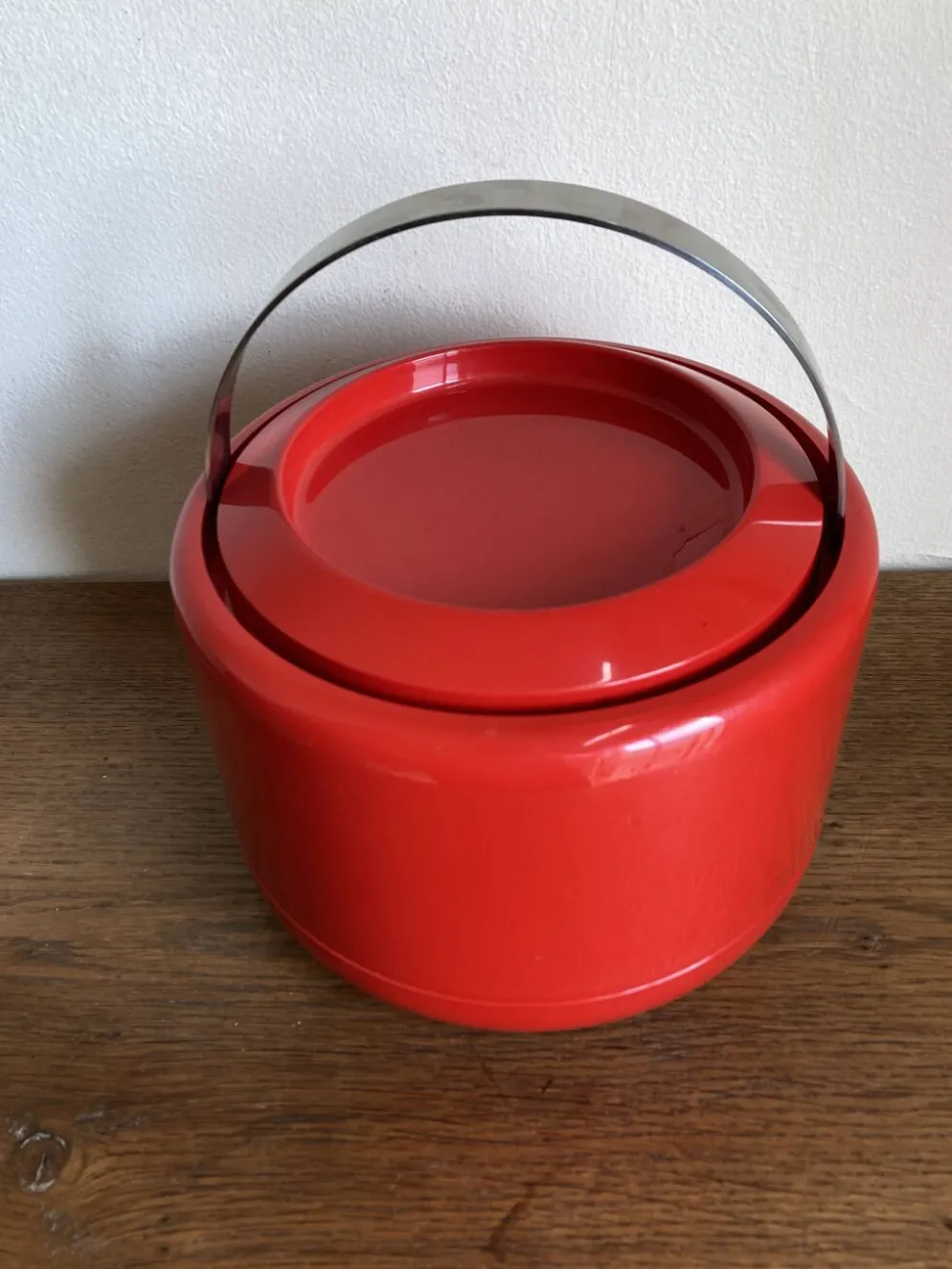 Seau à glace Stelton Denmark en abs rouge Space age pop 1960